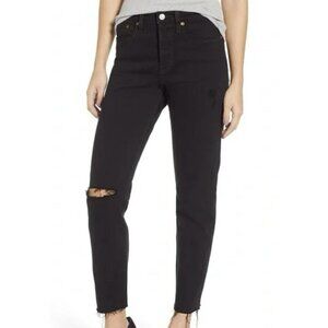 NWT Levi’s Wedgie High Rise Black Jeans Raw Hem Size 27